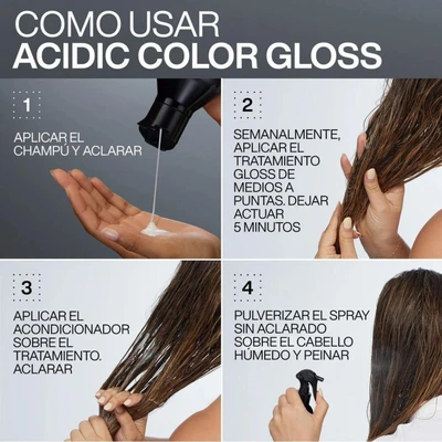 REDKEN Estuche acidic color gloss <br>champu 300 ml + acondicionador 300 ml <br>+ protector termico 190 ml 