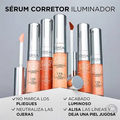 LOREAL PARIS Accord parfait serum radiant concealer<br>con ?cido hialur?nico y cafe?na 