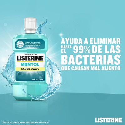 LISTERINE Enjuague bucal mentol sabor suave 500 ml 