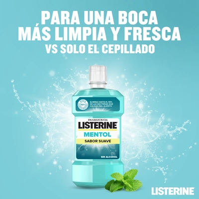 LISTERINE Enjuague bucal mentol sabor suave 500 ml 