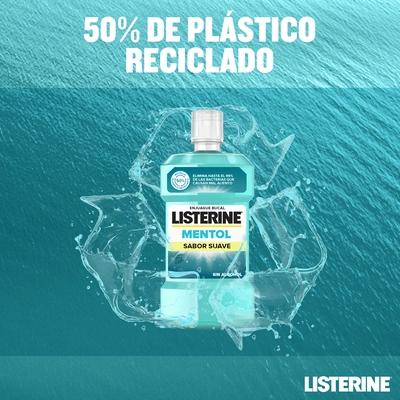 LISTERINE Enjuague bucal mentol sabor suave 500 ml 