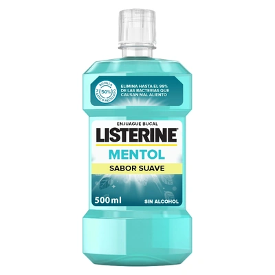 LISTERINE Enjuague bucal mentol sabor suave 500 ml 