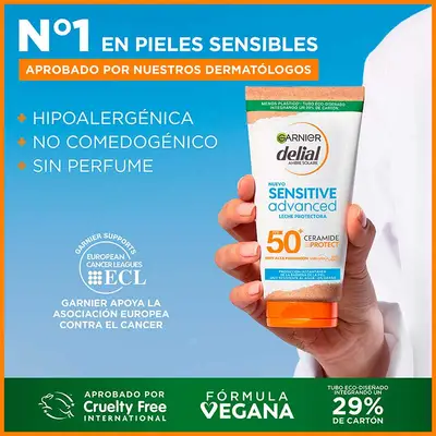 DELIAL Sensitive advanced leche solar piel sensible spf 50 plus 175 ml 