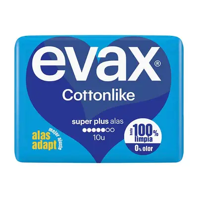 EVAX Compresa cottonlike súper plus con alas 10 unidades 