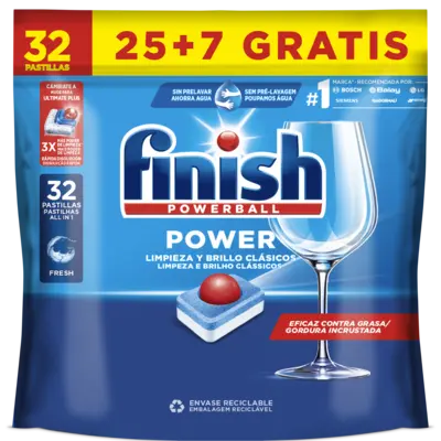 FINISH Detergente lavavajillas pastillas todo en 1 25 unidades 