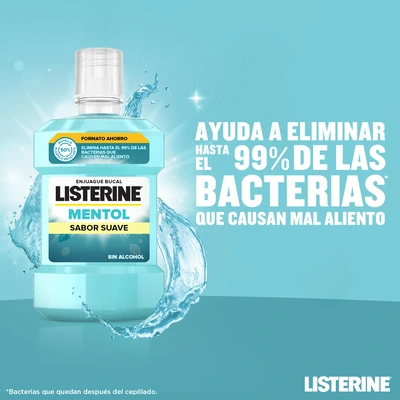 LISTERINE Enjuague bucal mentol sabor suave 1 litro 