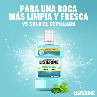 LISTERINE Enjuague bucal mentol sabor suave 1 litro 