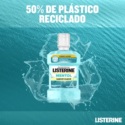 LISTERINE Enjuague bucal mentol sabor suave 1 litro 