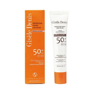 GISELE DENIS Protector solar facial con color medio-oscuro spf 50+ 40 ml 