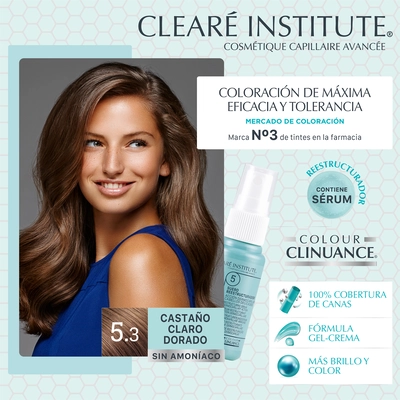 Clearé Institute Para cabello delicado 5.3 castaño claro dorado 170 ml 