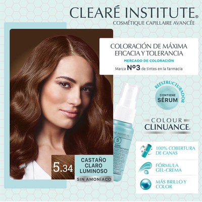 Clearé Institute Para cabello delicado 5.34 castaño dorado luminoso 170 ml 