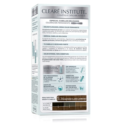 Clearé Institute Para cabello delicado 5.34 castaño dorado luminoso 170 ml 