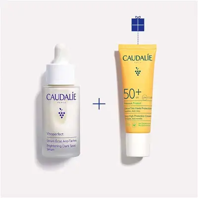 CAUDALIE Vinoperfect duo antimanchas <br> serum resplandor 30 ml + vinosun protect crema solar spf50+ 25 ml 